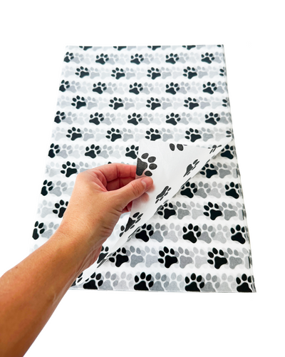 Acid-Free Tissue Paper - Black and White Paw Print