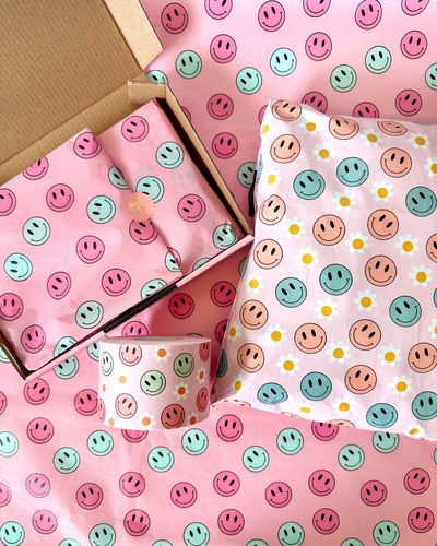 Acid-Free Tissue Paper - Pink Happy Faces