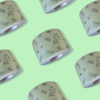 Compostable Packing Tape | Water Activated Tape - Sage Green Leaves