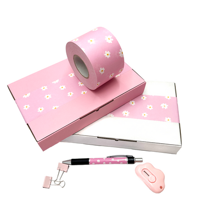 Compostable Packing Tape | Water Activated Tape - Pink Daisies