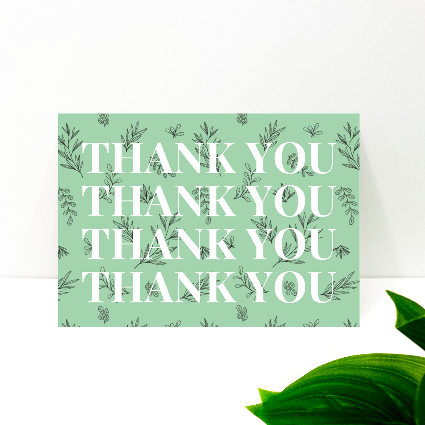 Thank You Cards - Sage Green Leaves